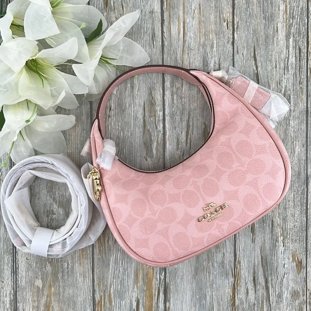Coach Carmen Mini Crossbody Bag In Signature Canvas Powder Pink Purse